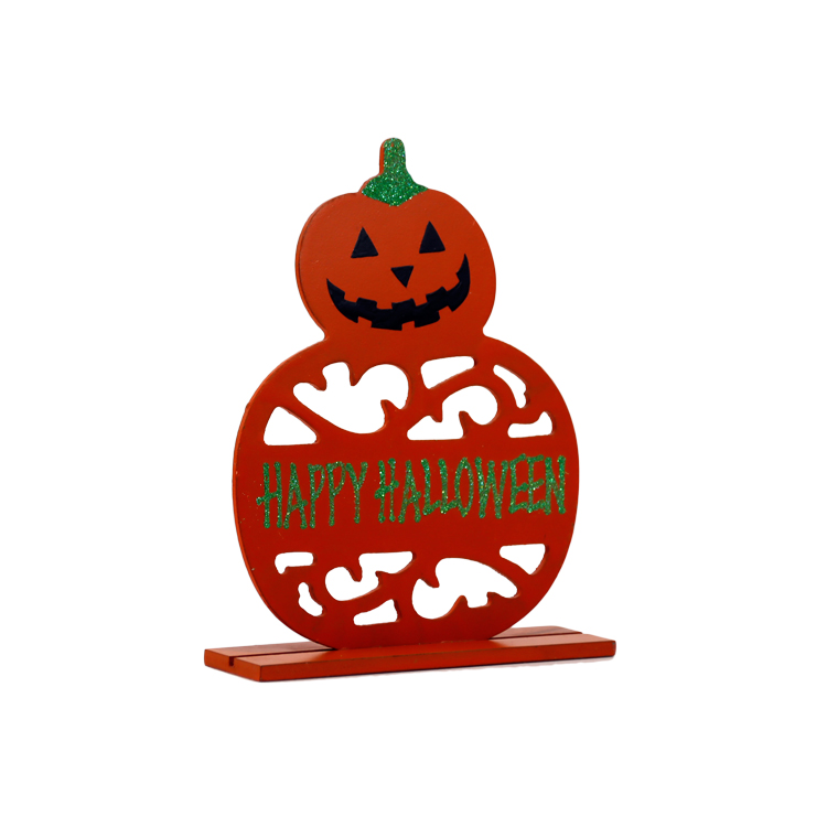 Wooden Halloween Table Decoration Pumpkin Shape Halloween Sign JX2111028