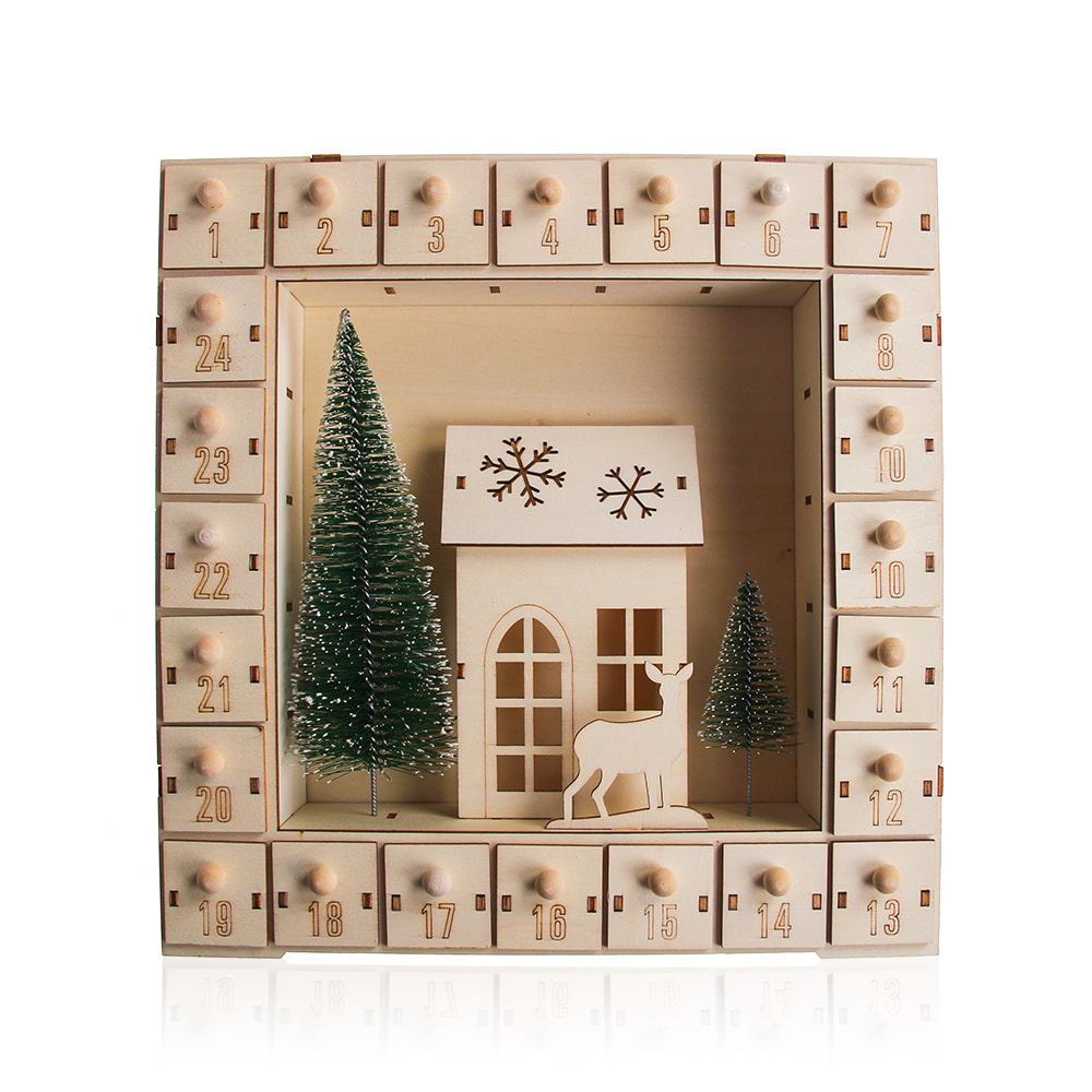 Christmas tree lighted led wooden advent calendar gift JX2112020