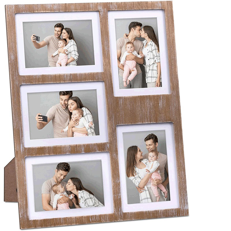 Amazon Desktop Album Combination Picture Frame Family Portrait Photo Frame American Retro Solid Wood Combination Photo Frame JX2112074
