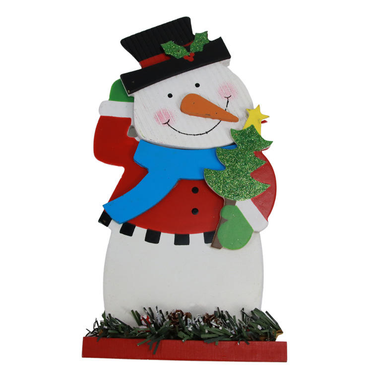 Wooden Crafted Kids Christmas Decorative Snowman Wood Ornament Table Decoration JX2110024