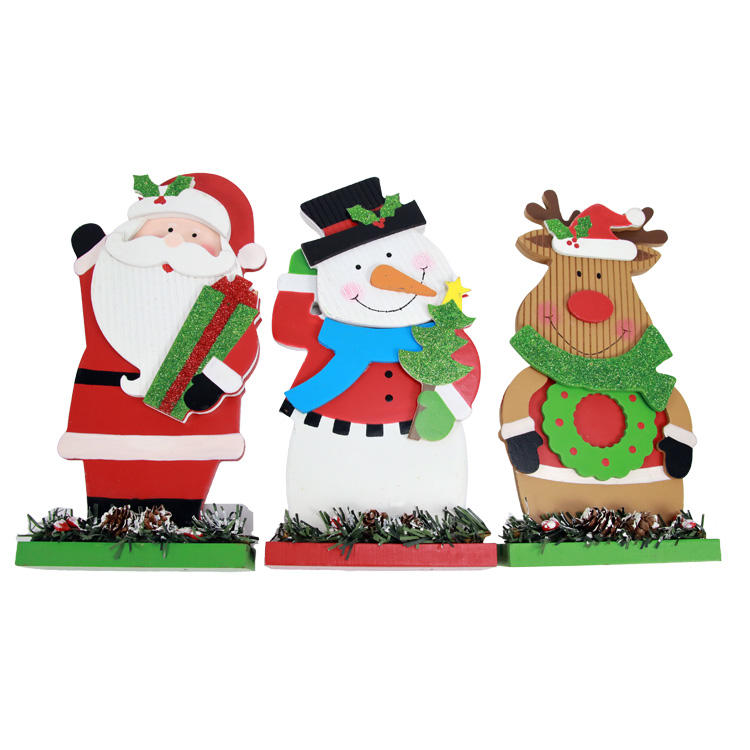 Christmas Decoration Craft Supplies Home Decor Party Table Decorations Wooden Christmas Snowman JX2110025