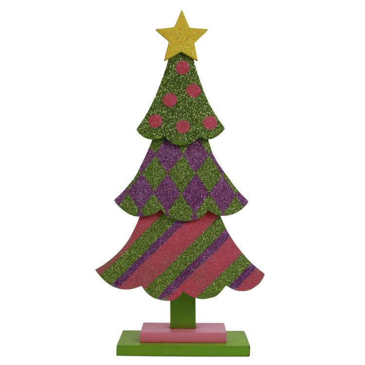 Wooden Standing Christmas Table Decoration Table Christmas Tree With Base JX2110026