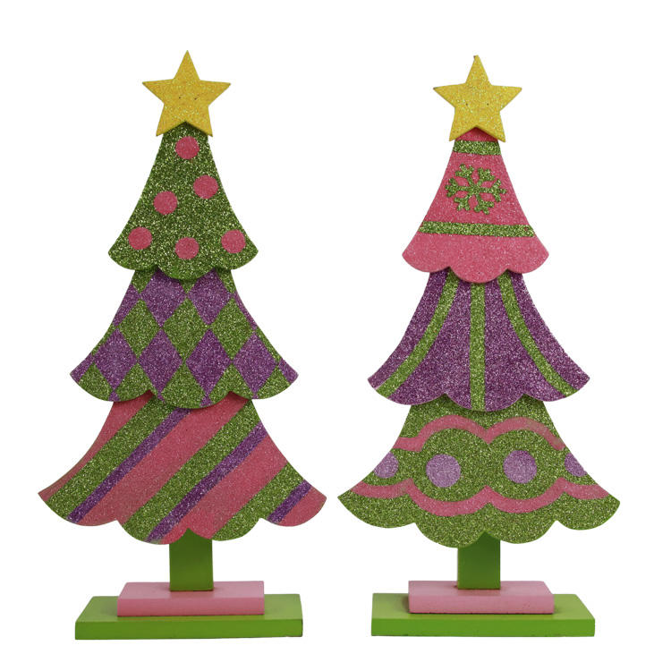 Handmade Christmas Indoor Decorations Wood Tree Ornament For Table Decoration JX2110027