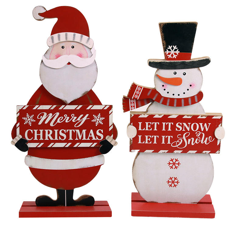 Table Snowman Santa  Indoor Wood Crafts Wooden Christmas Decoration JX2110016