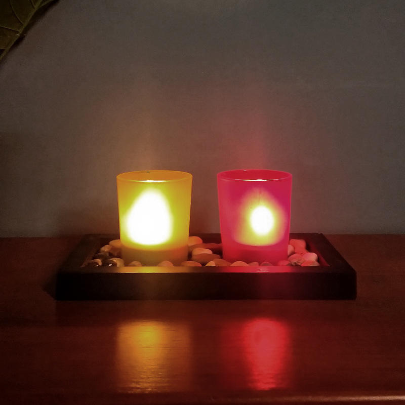 Hot sale wooden glass candle holder set color candle holder home decoration crafts atmosphere night light JX2112083