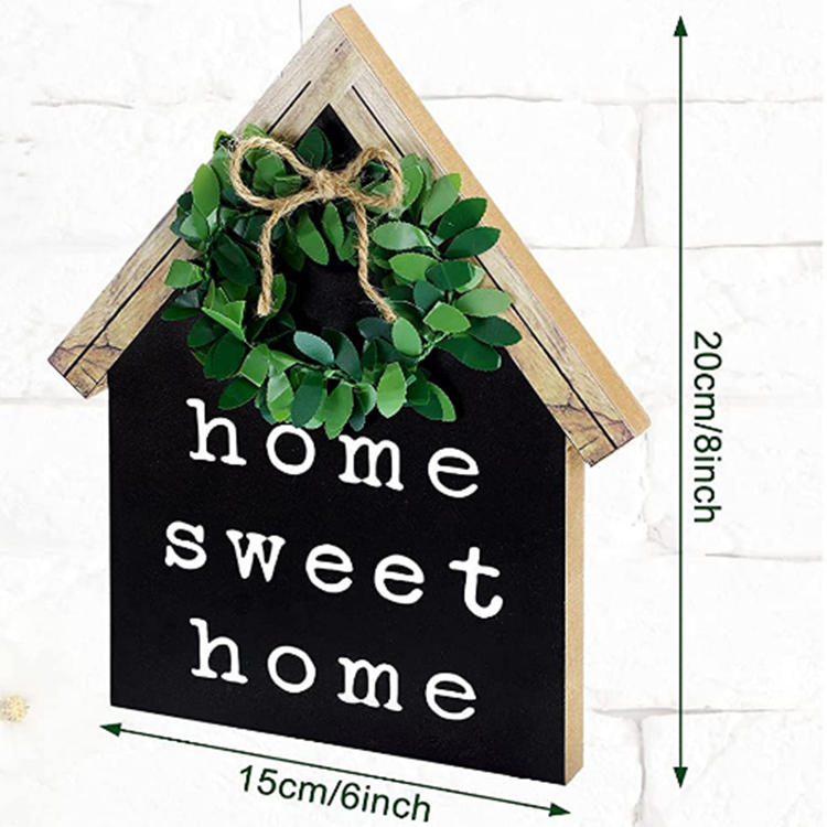 2 sides free standing wooden home shape hanging sign quality printing house decor JX2112015