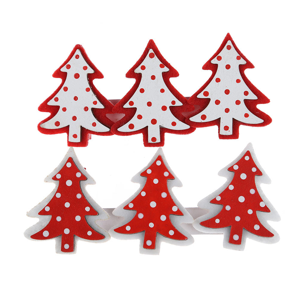 Wooden Clothespins Christmas Photo Clips Christmas Tree Shape DIY Photo Pegs for Art Craft Decor JX2112022