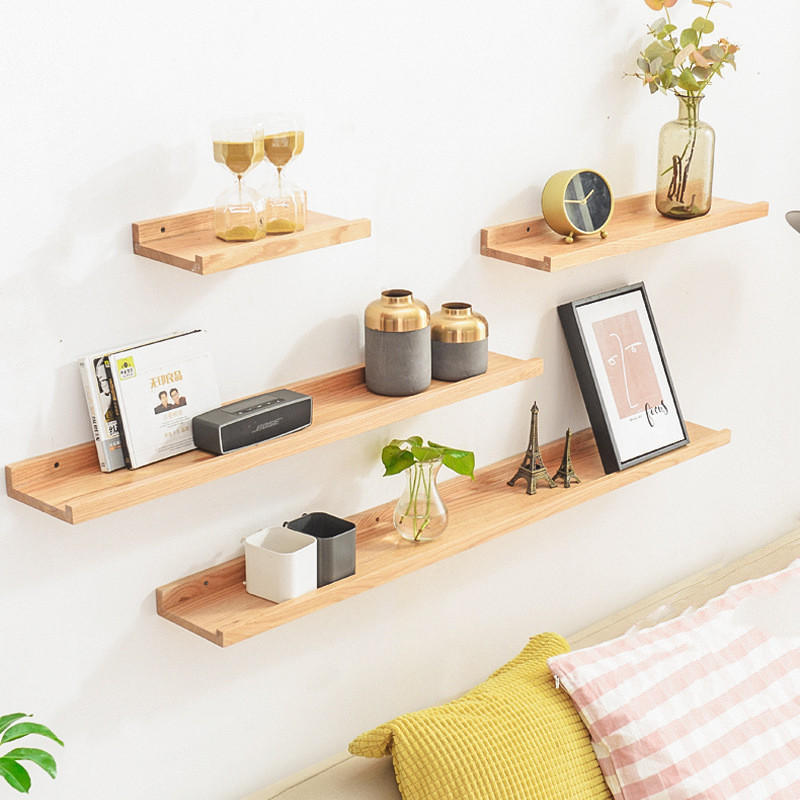 Punch-free wooden wall shelf wall hanging living room TV wall shelf bedroom wall creative word partition JX2112047